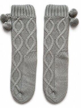 Muk Luks Gray Slipper Socks (Size 7-8)